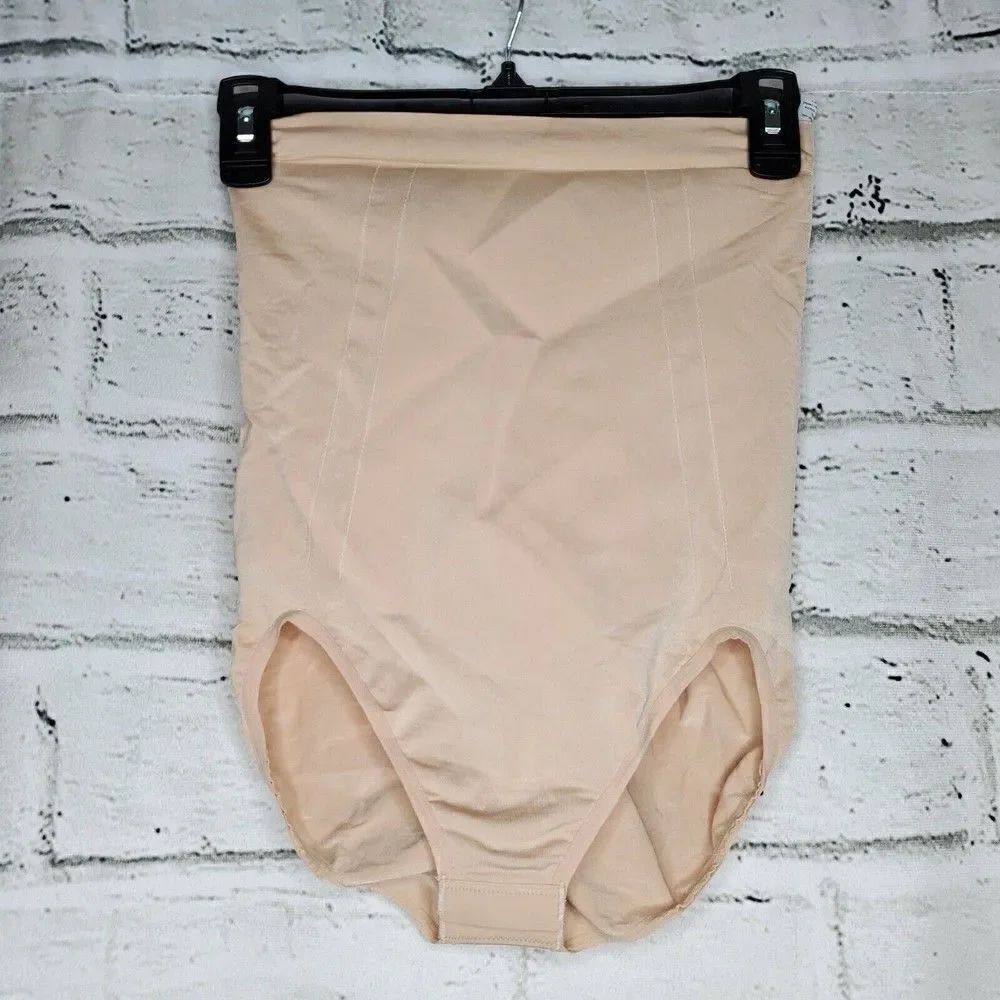 Spanx Encore Shaping Nude Shaping Briefs High Waist Snap Gusset Large